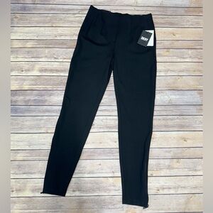 DKNY Women’s Pull On Pintuck Slim Leg Pants Ankle Zipper Black Size XS